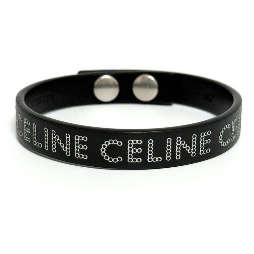 CELINE Monochrome Studs Leather Bracelet